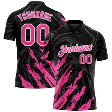 Laden Sie das Bild in den Galerie-Viewer, Uksn Individuelles Schwarz Pink-Weiß Pinselstrich-Spritzer flüssiger Wirbel Funktions-Poloshirt
