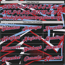 Laden Sie das Bild in den Galerie-Viewer, Uksn Individuelles Schwarz Rot-Hellblau Dynamische geometrische Splitter Funktions-Poloshirt
