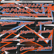 Laden Sie das Bild in den Galerie-Viewer, Uksn Individuelles Schwarz Orange-Puderblau Dynamische geometrische Splitter Funktions-Poloshirt
