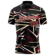 Laden Sie das Bild in den Galerie-Viewer, Uksn Individuelles Schwarz Karmesinrot-Creme Dynamische geometrische Splitter Funktions-Poloshirt
