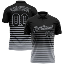 Laden Sie das Bild in den Galerie-Viewer, Uksn Individuelles Schwarz-Grau Horizontaler Verlaufsstreifen Funktions-Poloshirt
