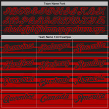 Laden Sie das Bild in den Galerie-Viewer, Uksn Individuelles Schwarz-Rot Horizontaler Verlaufsstreifen Funktions-Poloshirt

