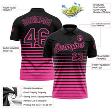 Laden Sie das Bild in den Galerie-Viewer, Uksn Individuelles Schwarz-Pink Horizontaler Verlaufsstreifen Funktions-Poloshirt
