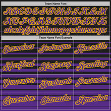 Laden Sie das Bild in den Galerie-Viewer, Uksn Individuelles Schwarz Violett-Gold Horizontaler Verlaufsstreifen Funktions-Poloshirt
