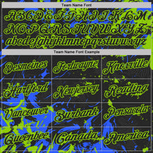 Laden Sie das Bild in den Galerie-Viewer, Uksn Individuelles Schwarz Royalblau-Neongrün Dynamische Spritzer-Pinselstrich Funktions-Poloshirt
