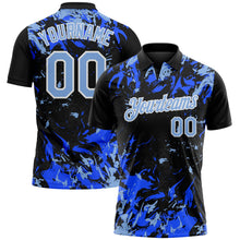 Laden Sie das Bild in den Galerie-Viewer, Uksn Individuelles Schwarz Hellblau Royalblau-Weiß Dynamische Spritzer-Pinselstrich Funktions-Poloshirt

