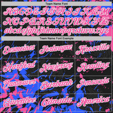 Laden Sie das Bild in den Galerie-Viewer, Uksn Individuelles Schwarz Pink Royalblau-Weiß Dynamische Spritzer-Pinselstrich Funktions-Poloshirt
