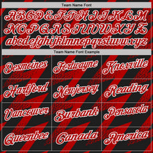 Laden Sie das Bild in den Galerie-Viewer, Uksn Individuelles Schwarz Rot-Weiß Geometrische Zickzackform Blitz Funktions-Poloshirt
