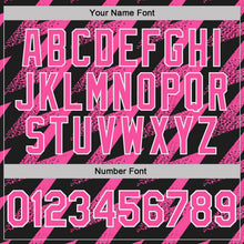 Laden Sie das Bild in den Galerie-Viewer, Uksn Individuelles Schwarz Pink-Weiß Geometrische Zickzackform Blitz Funktions-Poloshirt
