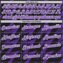 Laden Sie das Bild in den Galerie-Viewer, Uksn Individuelles Schwarz Violett-Weiß Geometrische Zickzackform Blitz Funktions-Poloshirt

