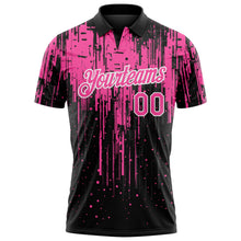 Laden Sie das Bild in den Galerie-Viewer, Uksn Individuelles Schwarz Pink-Weiß Tropfende Spritzerfarbe Funktions-Poloshirt
