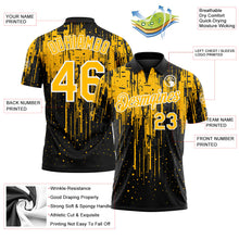 Laden Sie das Bild in den Galerie-Viewer, Uksn Individuelles Schwarz Gold-Weiß Tropfende Spritzerfarbe Funktions-Poloshirt
