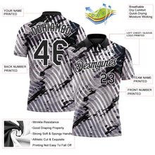 Laden Sie das Bild in den Galerie-Viewer, Uksn Individuelles Schwarz Grau-Weiß Abstrakte Grunge-Spritzer diagonale Streifen Funktions-Poloshirt
