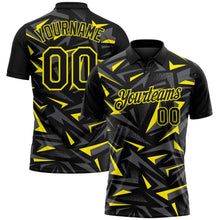 Laden Sie das Bild in den Galerie-Viewer, Uksn Individuelles Schwarz Stahlgrau-Hellgelb Cyber Mecha E-Sport geometrische Splitter Spike Funktions-Poloshirt
