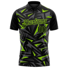 Laden Sie das Bild in den Galerie-Viewer, Uksn Individuelles Schwarz Stahlgrau-Neongrün Cyber Mecha E-Sport geometrische Splitter Spike Funktions-Poloshirt
