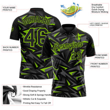 Laden Sie das Bild in den Galerie-Viewer, Uksn Individuelles Schwarz Stahlgrau-Neongrün Cyber Mecha E-Sport geometrische Splitter Spike Funktions-Poloshirt
