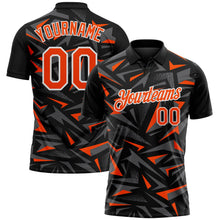 Laden Sie das Bild in den Galerie-Viewer, Uksn Individuelles Schwarz Orange Stahlgrau-Weiß Cyber Mecha E-Sport geometrische Splitter Spike Funktions-Poloshirt
