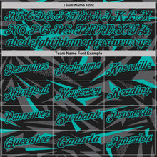 Laden Sie das Bild in den Galerie-Viewer, Uksn Individuelles Schwarz Stahlgrau-Aqua Cyber Mecha E-Sport geometrische Splitter Spike Funktions-Poloshirt
