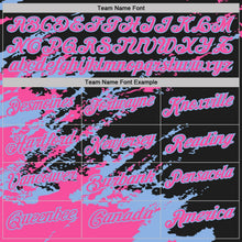 Laden Sie das Bild in den Galerie-Viewer, Uksn Individuelles Schwarz Pink-Hellblau Pinselstrich-Splitter-Spritzer Funktions-Poloshirt

