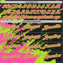 Laden Sie das Bild in den Galerie-Viewer, Uksn Individuelles Schwarz Pink-Neongrün Pinselstrich-Splitter-Spritzer Funktions-Poloshirt
