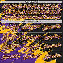 Laden Sie das Bild in den Galerie-Viewer, Uksn Individuelles Schwarz Violett-Gold Pinselstrich-Splitter-Spritzer Funktions-Poloshirt
