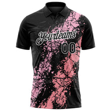 Laden Sie das Bild in den Galerie-Viewer, Uksn Individuelles Schwarz Hellrosa Mittelrosa-Weiß Tropfende Spritzer rissige Textur Funktions-Poloshirt
