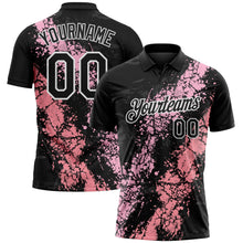 Laden Sie das Bild in den Galerie-Viewer, Uksn Individuelles Schwarz Hellrosa Mittelrosa-Weiß Tropfende Spritzer rissige Textur Funktions-Poloshirt
