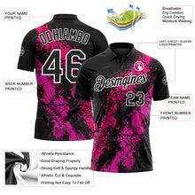 Laden Sie das Bild in den Galerie-Viewer, Uksn Individuelles Schwarz Hot Pink Dunkelrosa-Weiß Tropfende Spritzer rissige Textur Funktions-Poloshirt
