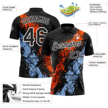 Laden Sie das Bild in den Galerie-Viewer, Uksn Individuelles Schwarz Orange Hellblau-Weiß Tropfende Spritzer rissige Textur Funktions-Poloshirt
