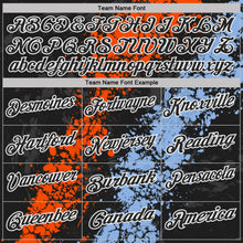 Laden Sie das Bild in den Galerie-Viewer, Uksn Individuelles Schwarz Orange Hellblau-Weiß Tropfende Spritzer rissige Textur Funktions-Poloshirt
