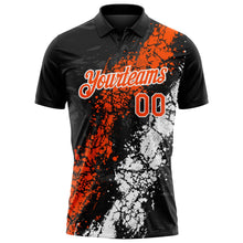 Laden Sie das Bild in den Galerie-Viewer, Uksn Individuelles Schwarz Orange-Weiß Tropfende Spritzer rissige Textur Funktions-Poloshirt
