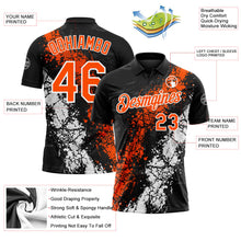 Laden Sie das Bild in den Galerie-Viewer, Uksn Individuelles Schwarz Orange-Weiß Tropfende Spritzer rissige Textur Funktions-Poloshirt
