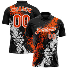 Laden Sie das Bild in den Galerie-Viewer, Uksn Individuelles Schwarz Orange-Weiß Tropfende Spritzer rissige Textur Funktions-Poloshirt
