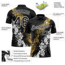 Laden Sie das Bild in den Galerie-Viewer, Uksn Individuelles Schwarz Altgold-Weiß Tropfende Spritzer rissige Textur Funktions-Poloshirt
