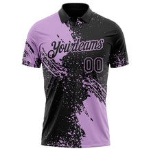 Laden Sie das Bild in den Galerie-Viewer, Uksn Individuelles Schwarz-Hellviolett Distressed-Kratzer-Pinselstrich Funktions-Poloshirt
