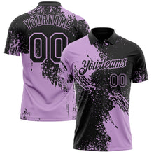 Laden Sie das Bild in den Galerie-Viewer, Uksn Individuelles Schwarz-Hellviolett Distressed-Kratzer-Pinselstrich Funktions-Poloshirt
