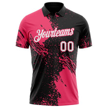 Laden Sie das Bild in den Galerie-Viewer, Uksn Individuelles Schwarz Weiß-Neonpink Distressed-Kratzer-Pinselstrich Funktions-Poloshirt
