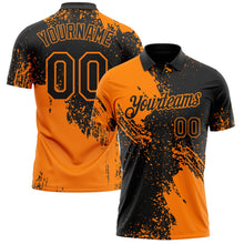 Laden Sie das Bild in den Galerie-Viewer, Uksn Individuelles Schwarz-Bay Orange Distressed-Kratzer-Pinselstrich Funktions-Poloshirt
