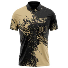 Laden Sie das Bild in den Galerie-Viewer, Uksn Individuelles Schwarz-Vegas-Gold Distressed-Kratzer-Pinselstrich Funktions-Poloshirt
