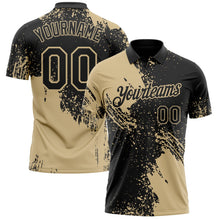 Laden Sie das Bild in den Galerie-Viewer, Uksn Individuelles Schwarz-Vegas-Gold Distressed-Kratzer-Pinselstrich Funktions-Poloshirt
