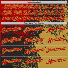 Laden Sie das Bild in den Galerie-Viewer, Uksn Individuelles Schwarz Rot-Altgold Distressed-Kratzer-Pinselstrich Funktions-Poloshirt

