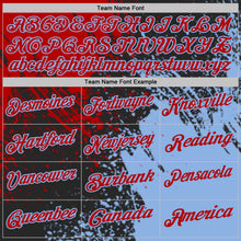 Laden Sie das Bild in den Galerie-Viewer, Uksn Individuelles Schwarz Rot-Hellblau Distressed-Kratzer-Pinselstrich Funktions-Poloshirt
