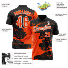 Laden Sie das Bild in den Galerie-Viewer, Uksn Individuelles Schwarz Orange-Weiß Flüssige Farbspritzer Funktions-Poloshirt
