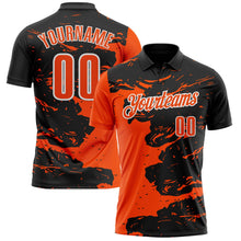 Laden Sie das Bild in den Galerie-Viewer, Uksn Individuelles Schwarz Orange-Weiß Flüssige Farbspritzer Funktions-Poloshirt
