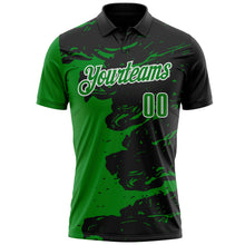 Laden Sie das Bild in den Galerie-Viewer, Uksn Individuelles Schwarz Grasgrün-Weiß Flüssige Farbspritzer Funktions-Poloshirt
