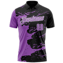 Laden Sie das Bild in den Galerie-Viewer, Uksn Individuelles Schwarz Mittelviolett-Weiß Flüssige Farbspritzer Funktions-Poloshirt
