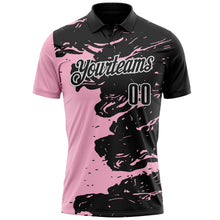Laden Sie das Bild in den Galerie-Viewer, Uksn Individuelles Schwarz Hellrosa-Weiß Flüssige Farbspritzer Funktions-Poloshirt
