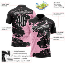 Laden Sie das Bild in den Galerie-Viewer, Uksn Individuelles Schwarz Hellrosa-Weiß Flüssige Farbspritzer Funktions-Poloshirt
