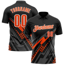 Laden Sie das Bild in den Galerie-Viewer, Uksn Individuelles Schwarz Orange Grau-Weiß Blitz-Geometrie Funktions-Poloshirt
