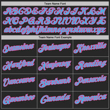 Laden Sie das Bild in den Galerie-Viewer, Uksn Individuelles Schwarz Himmelblau Grau-Pink Blitz-Geometrie Funktions-Poloshirt

